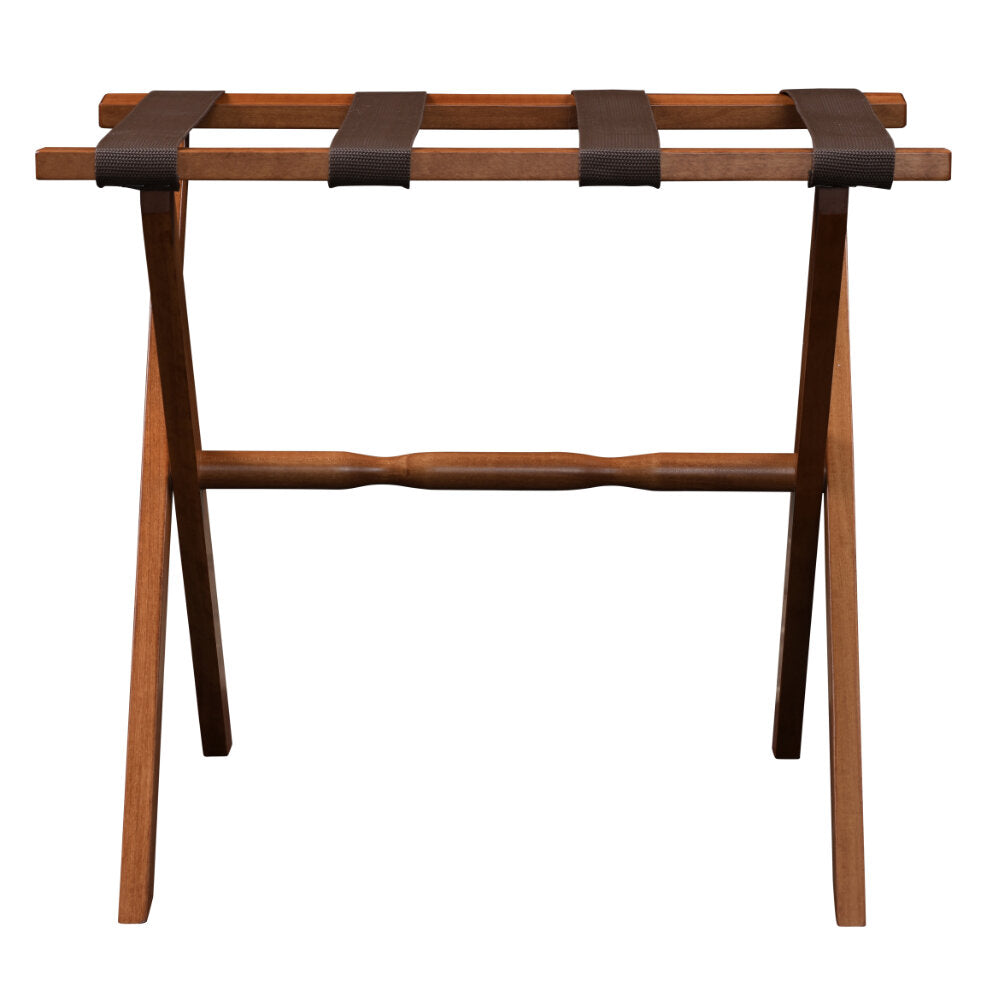 Light Walnut Straight Leg Wood Luggage Rack by Gatehouse Furniture