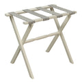 Ivory Straight Leg Wood Luggage Rack Greek Key Straps by Gatehouse Furniture