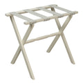 Ivory Straight Leg Wood Luggage Rack Greek Key Straps by Gatehouse Furniture