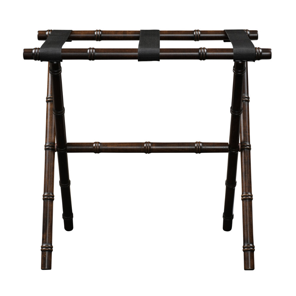 Dark Walnut Bamboo Inspired Wood Luggage Rack by Gatehouse Furniture