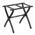 Black Contour Leg Wood Luggage Rack Leather Straps by Gatehouse Furniture