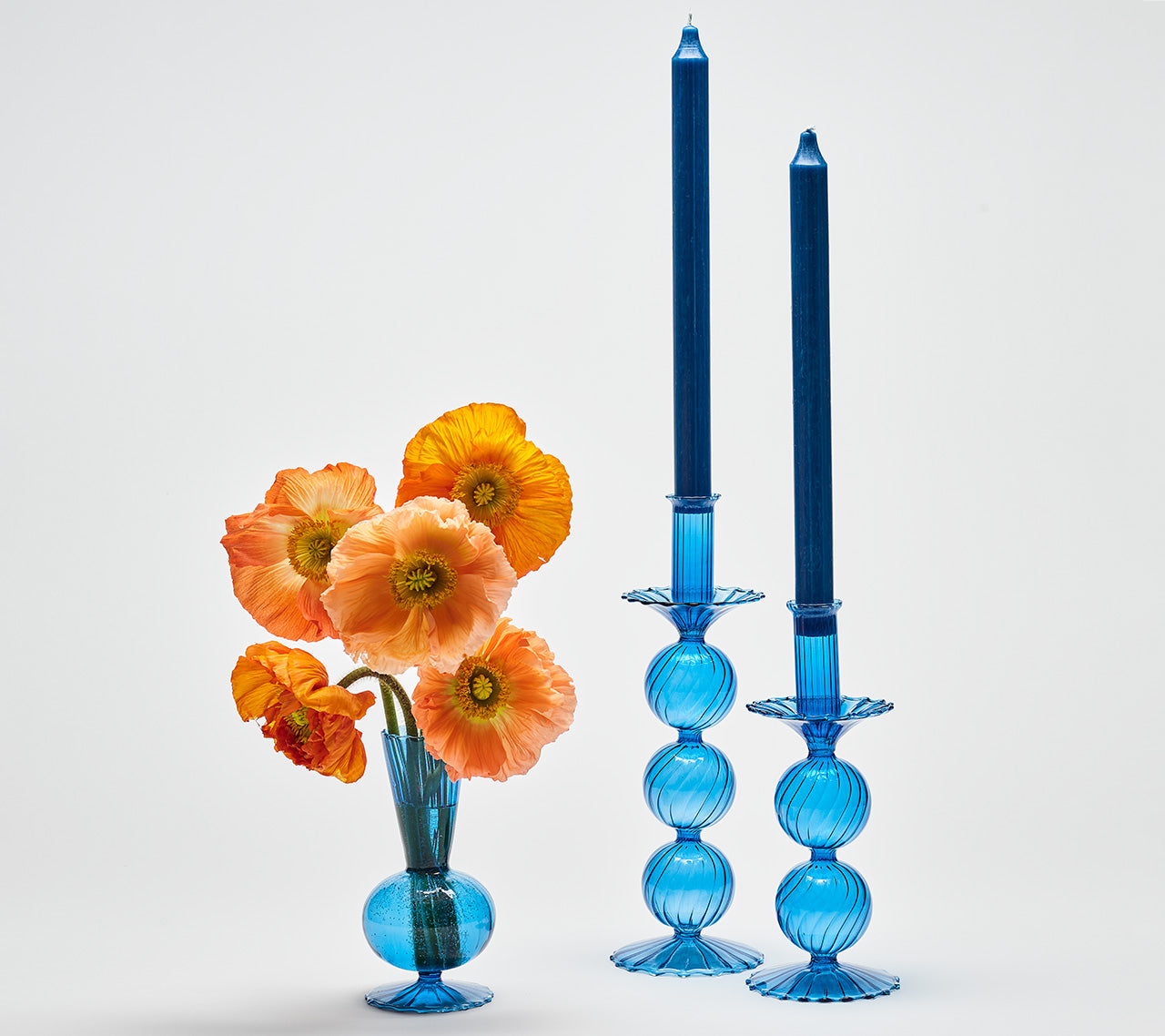 Bella Short Candle Holder in Blue by Kim Seybert