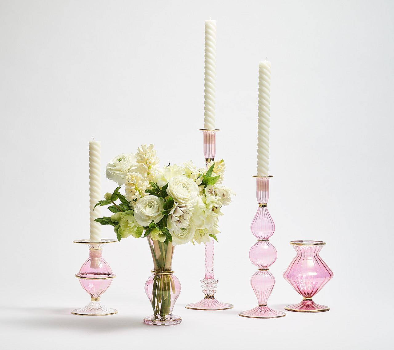 Braid Candle Holder in Pink by Kim Seybert