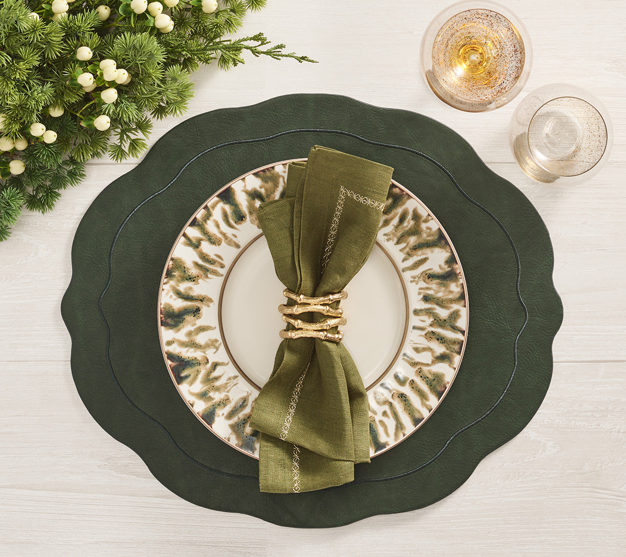 Tailored Placemat in Hunter Green by Kim Seybert
