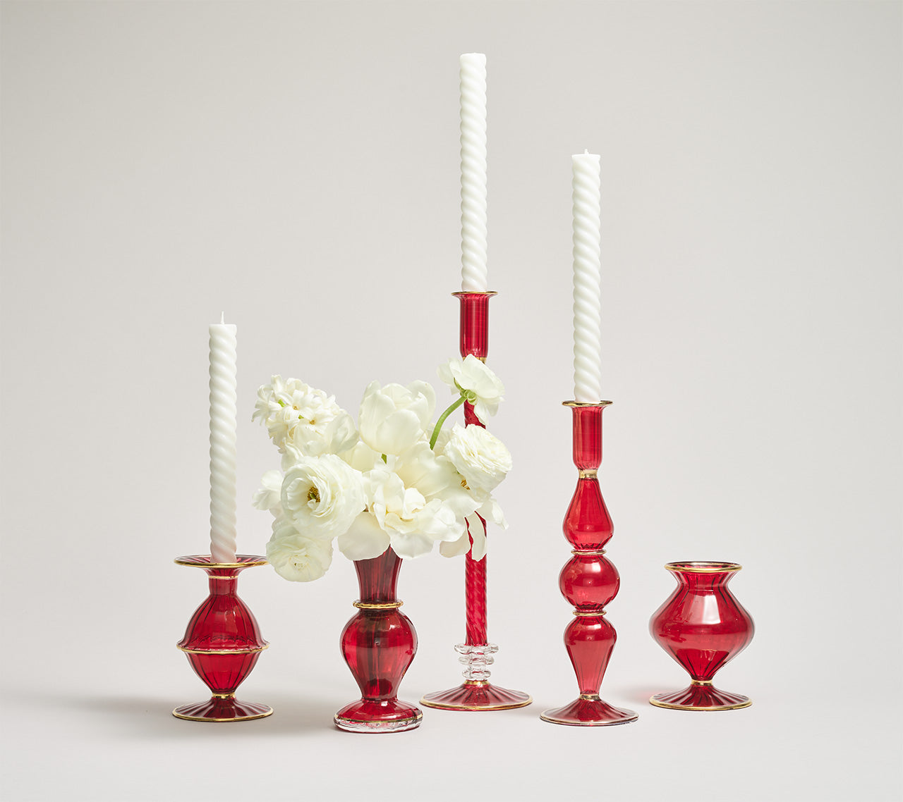 Blossom Bud Candle Holder in Ruby by Kim Seybert