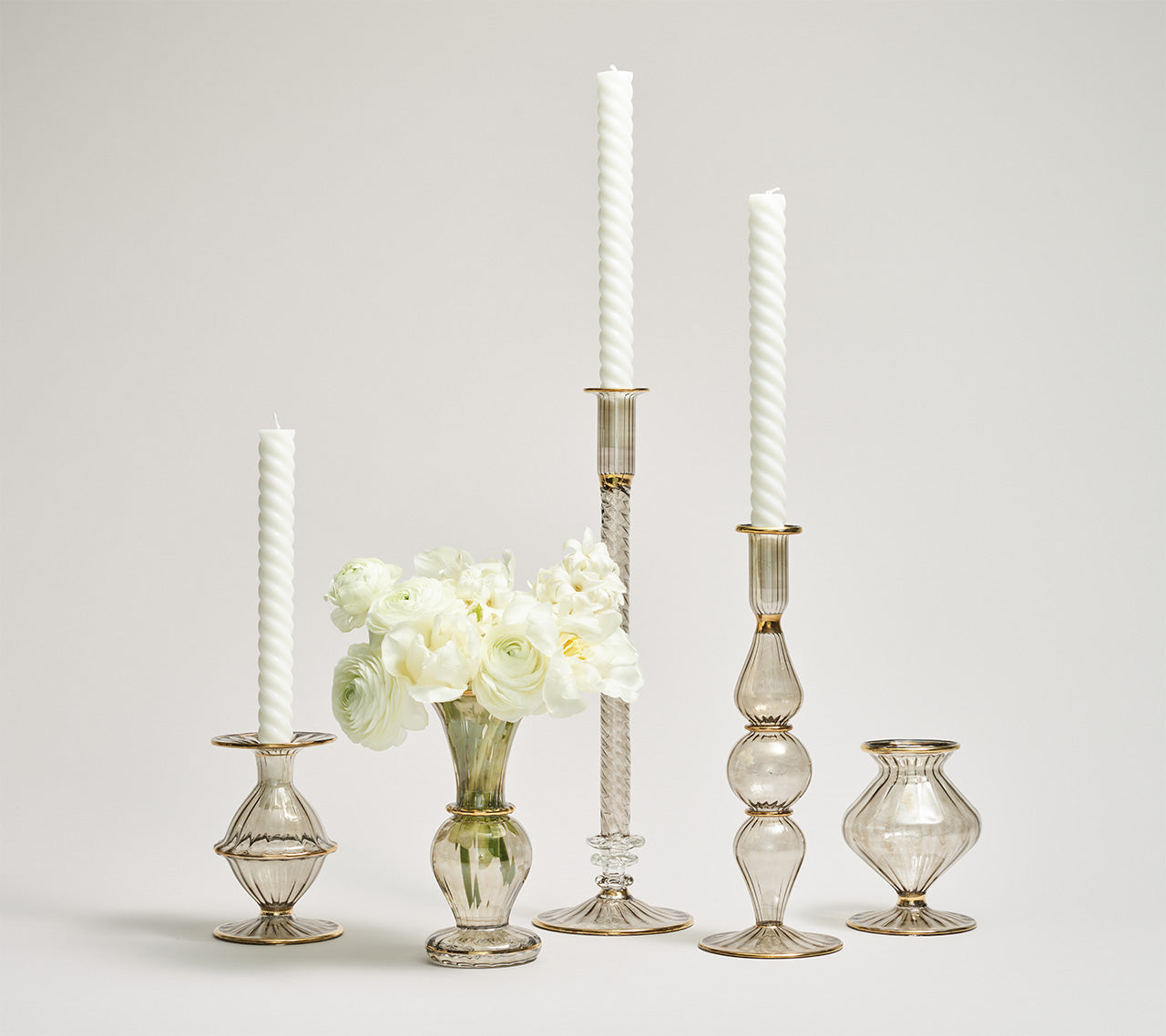 Blossom Candle Holder in Smoke by Kim Seybert