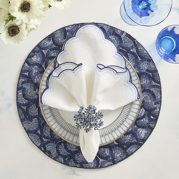 Lune Napkin in White & Navy