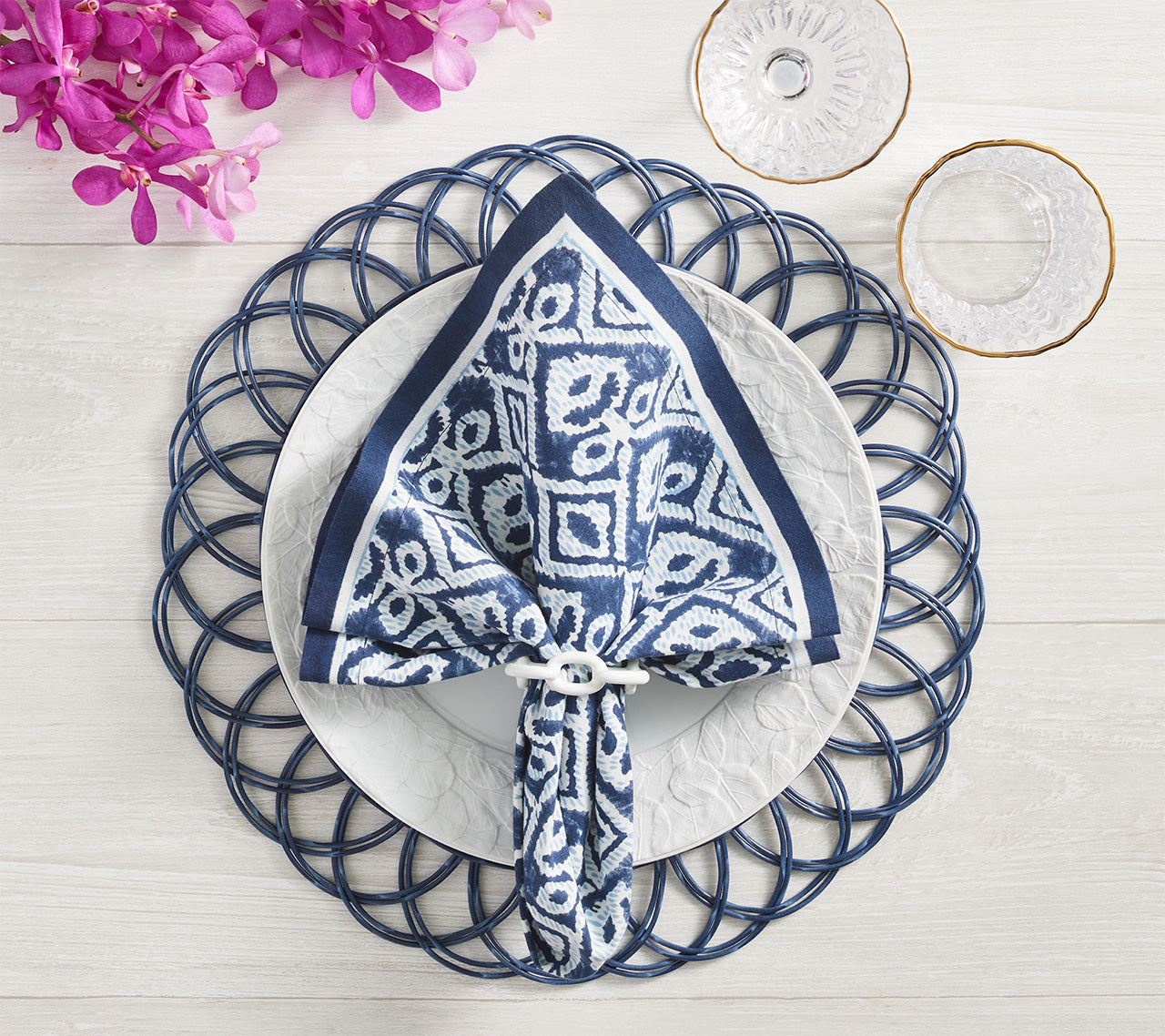 Alfresco Napkin in Navy & Blue by Kim Seybert