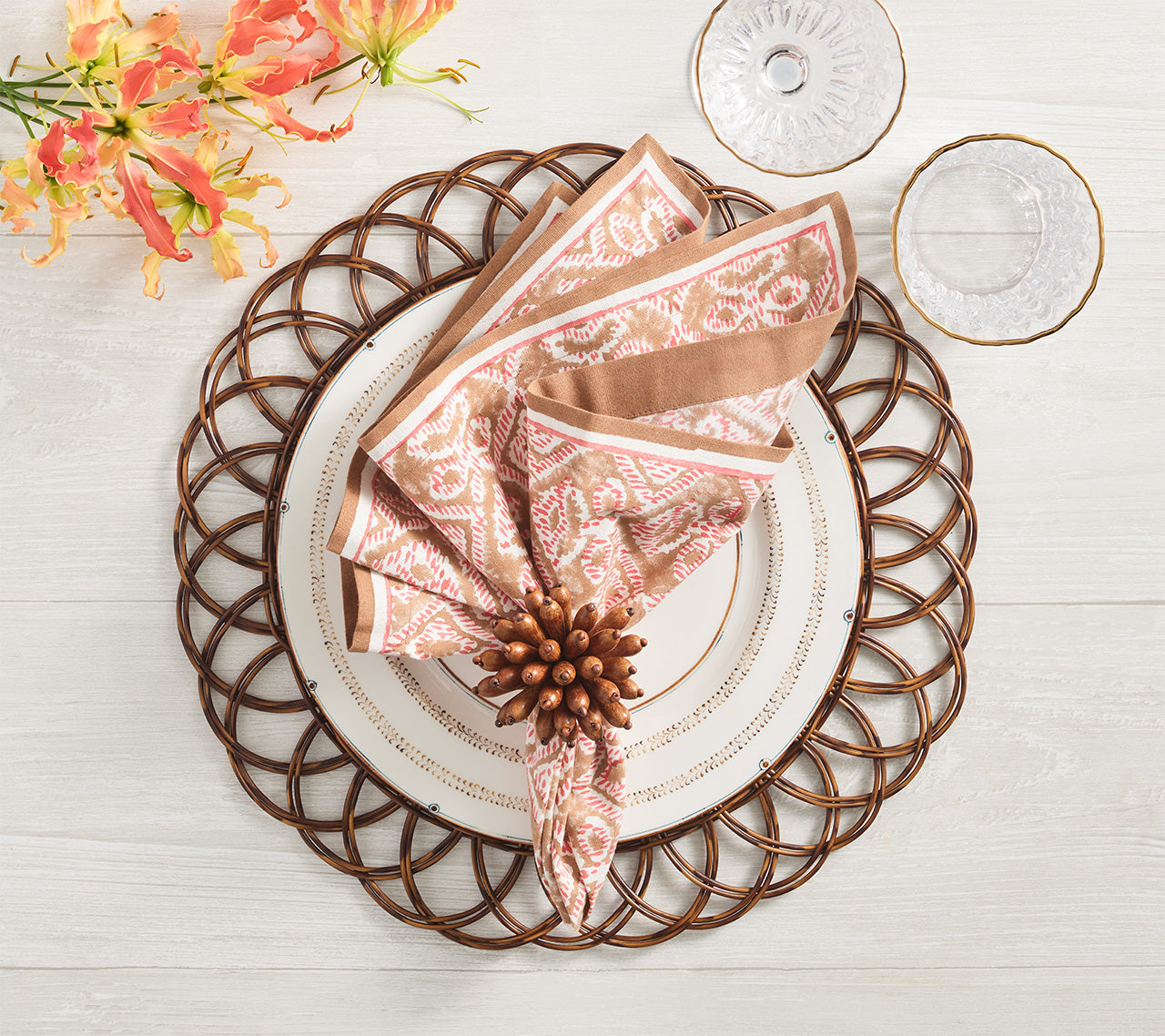 Alfresco Napkin in Brown & Orange by Kim Seybert