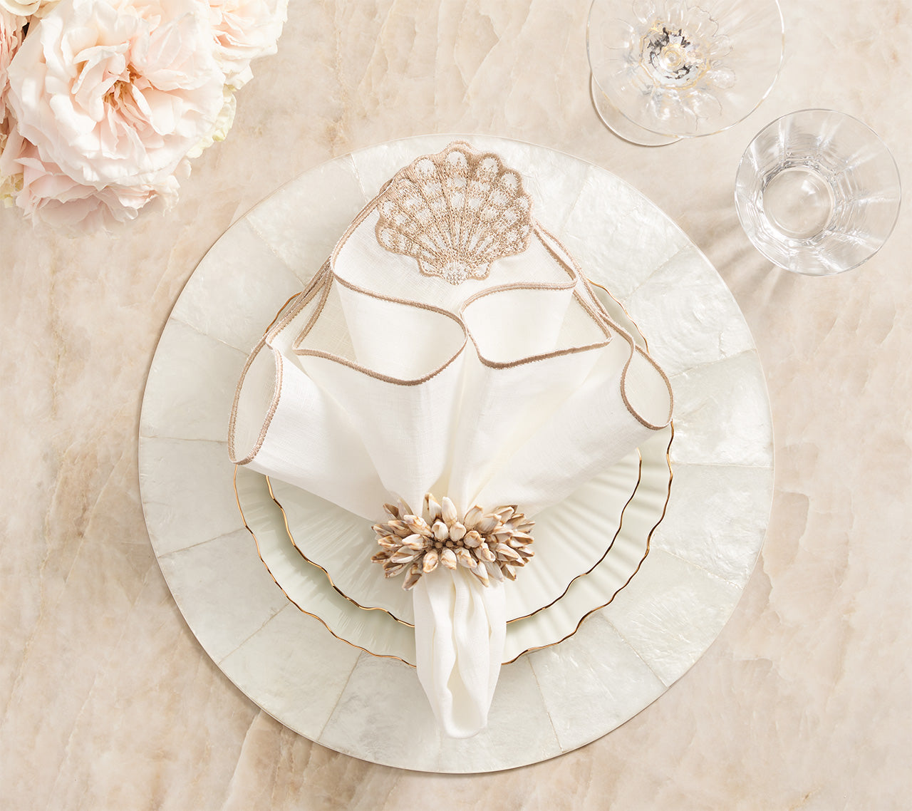 Beachcomber Napkin in White & Natural by Kim Seybert