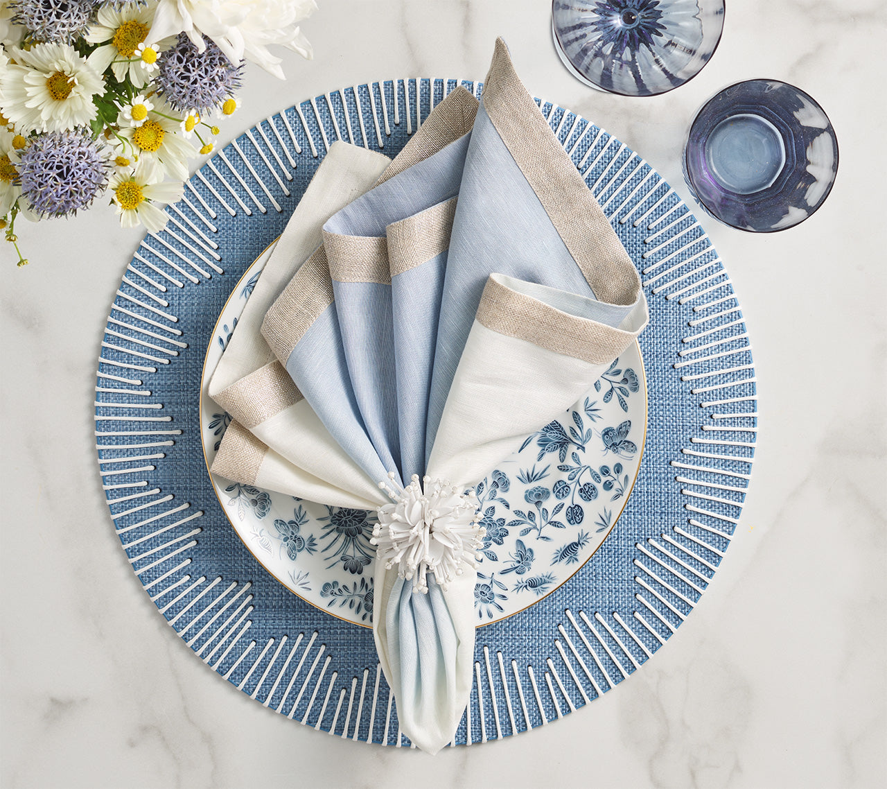 Dream Weaver Placemat in Blue & White by Kim Seybert