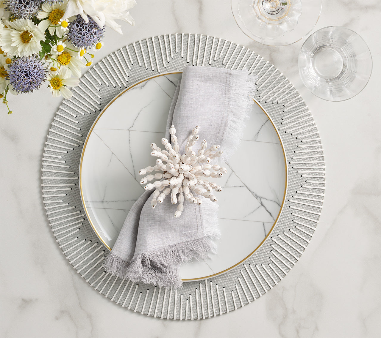 Dream Weaver Placemat in Gray & White by Kim Seybert