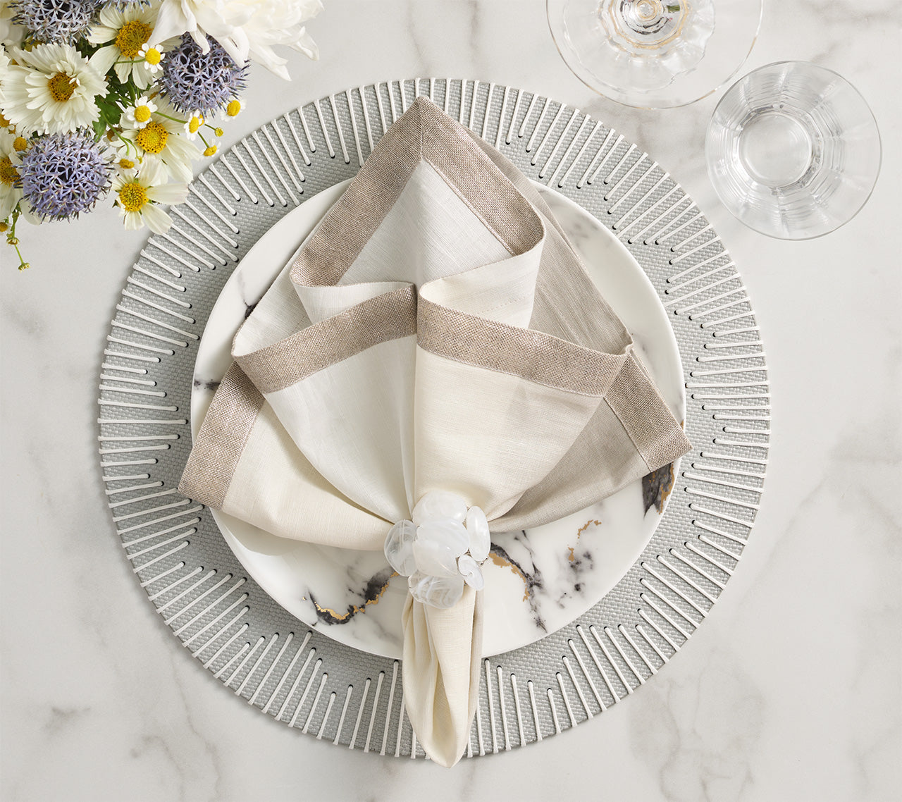 Dream Weaver Placemat in Gray & White by Kim Seybert