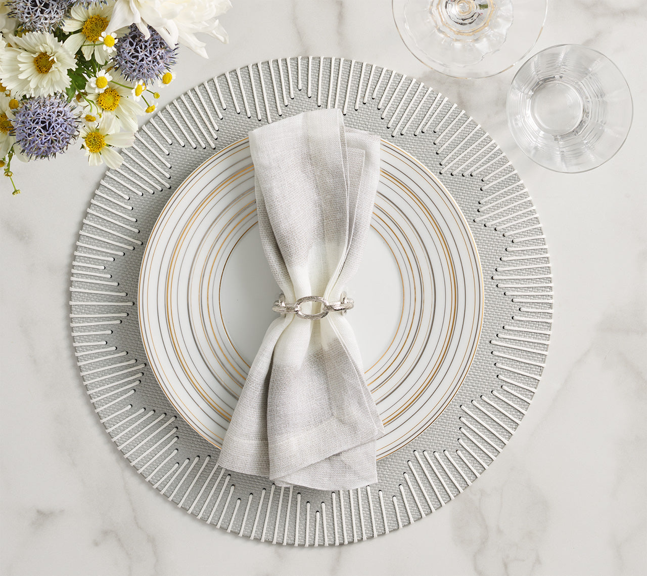 Dream Weaver Placemat in Gray & White by Kim Seybert