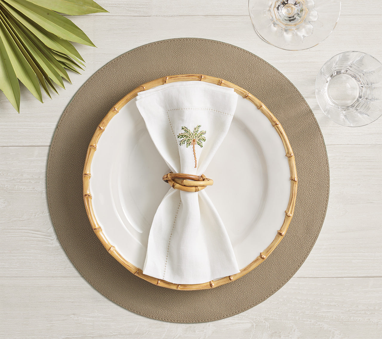 Icons Placemat in Sage & Khaki by Kim Seybert