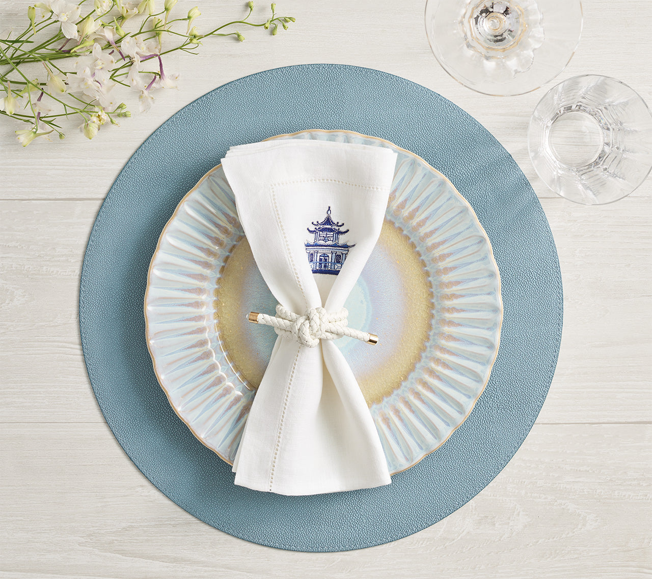 Icons Placemat in Sky & Blue by Kim Seybert