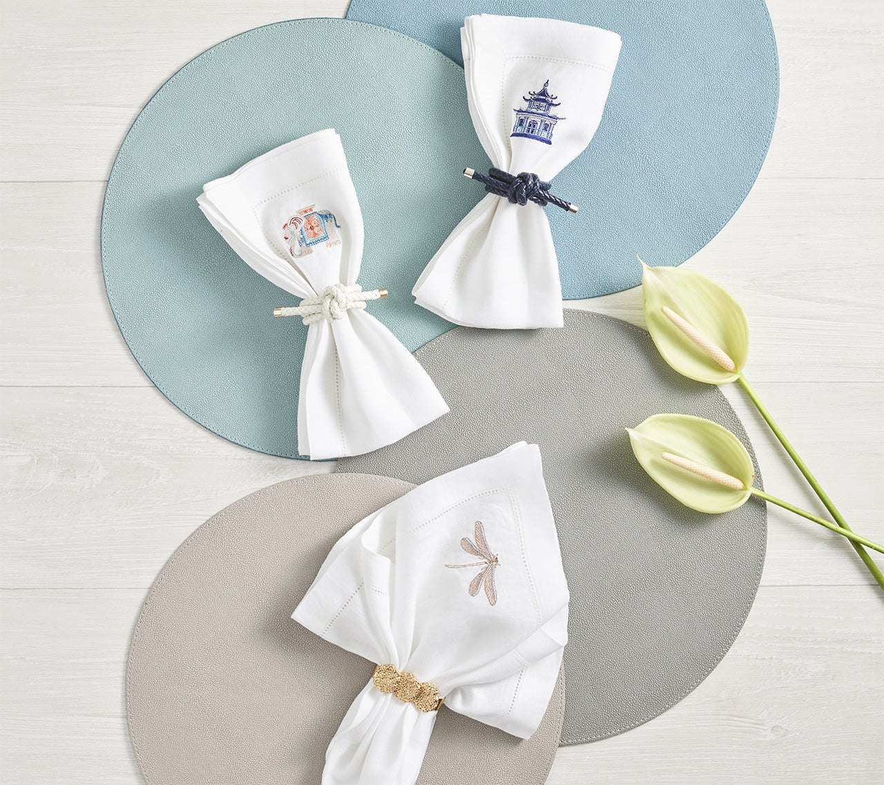 Icons Placemat in Gray & Elephant by Kim Seybert