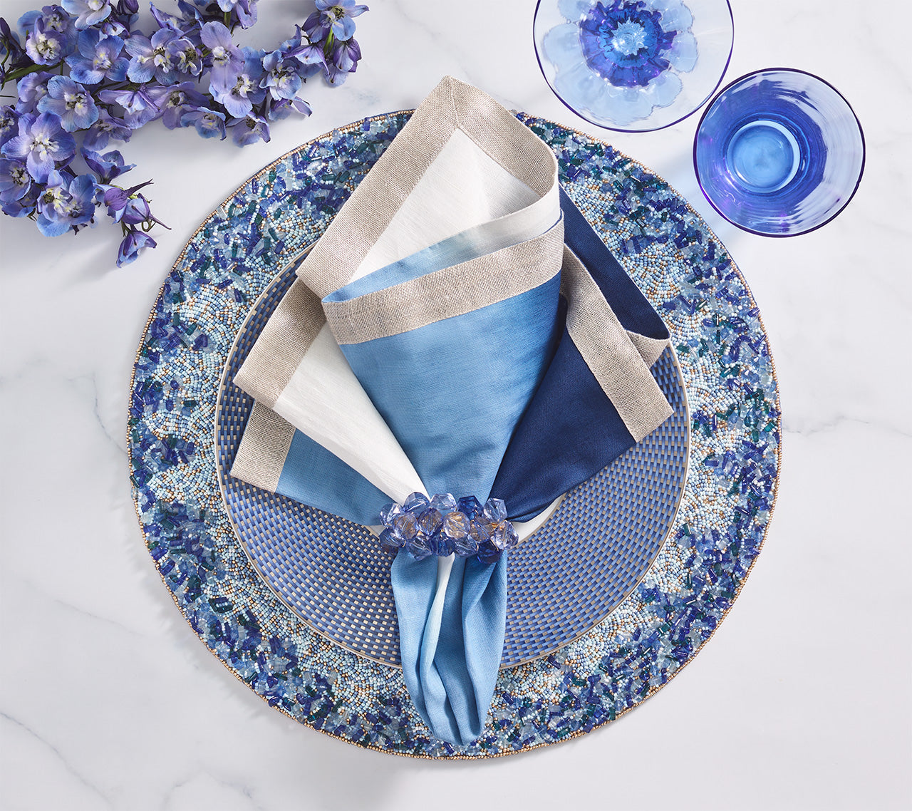 Lagoon Placemat in Navy & Blue by Kim Seybert
