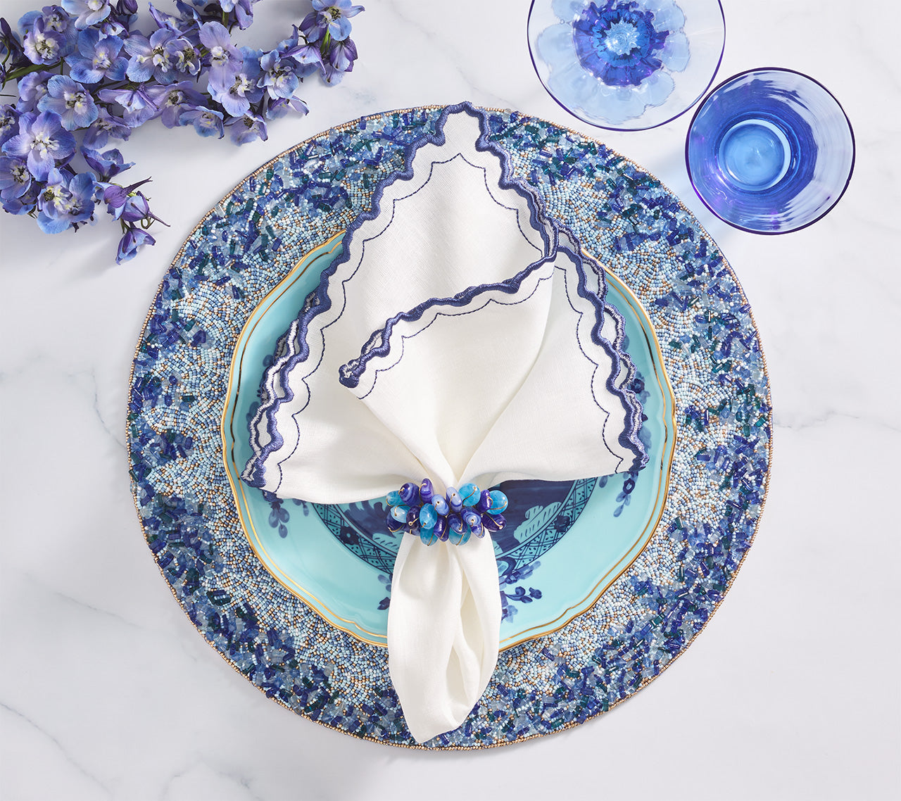 Lagoon Placemat in Navy & Blue by Kim Seybert