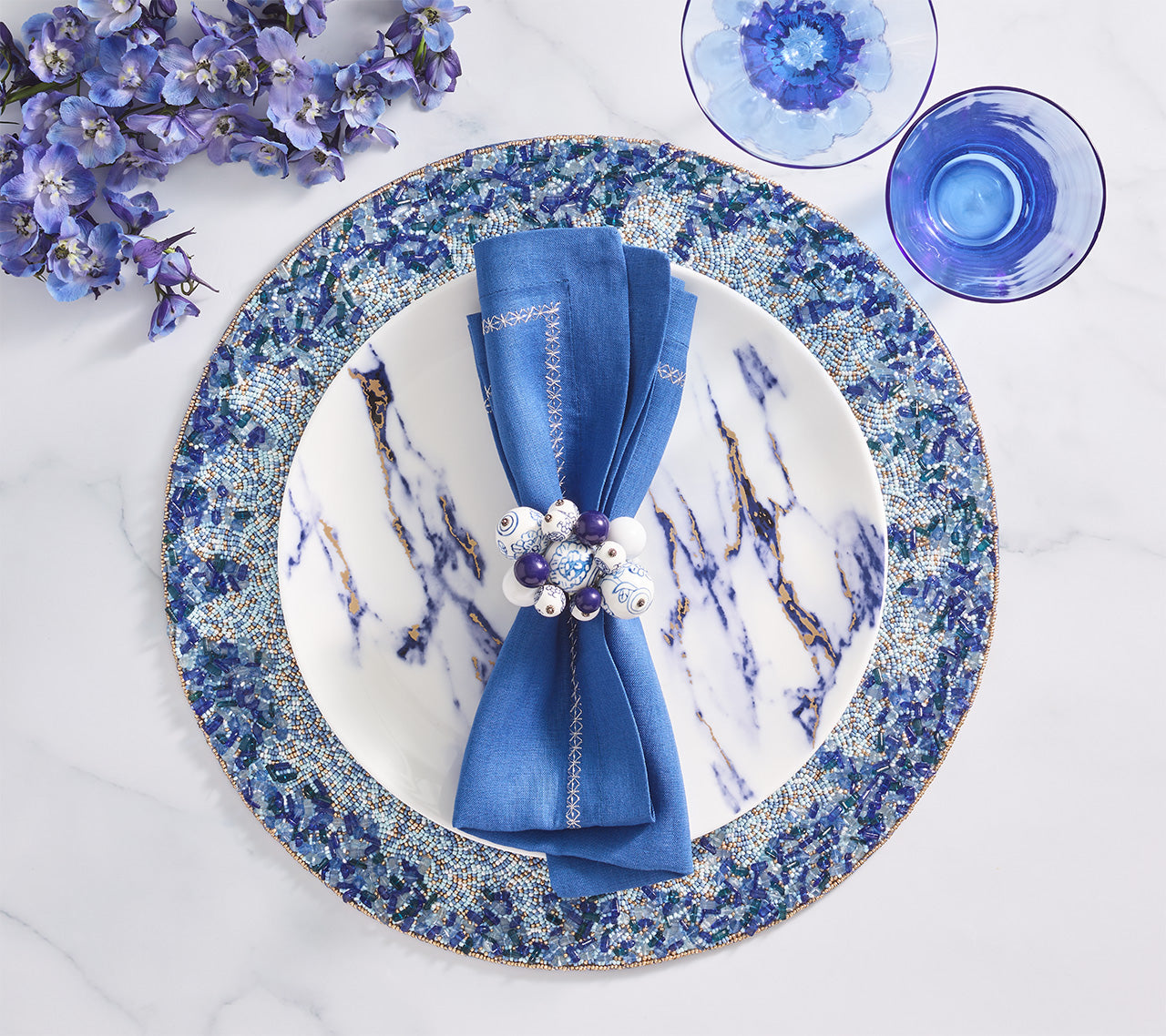 Lagoon Placemat in Navy & Blue by Kim Seybert