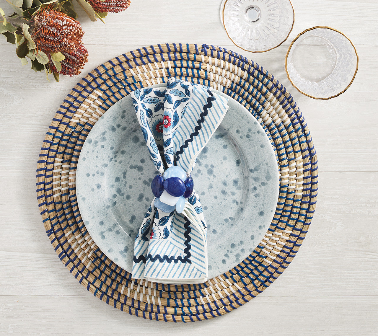 Majorelle Napkin in Red, White & Blue by Kim Seybert