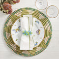 Casbah Napkin in White & Green by Kim Seybert