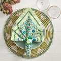 Majorelle Napkin in White, Blue & Green by Kim Seybert