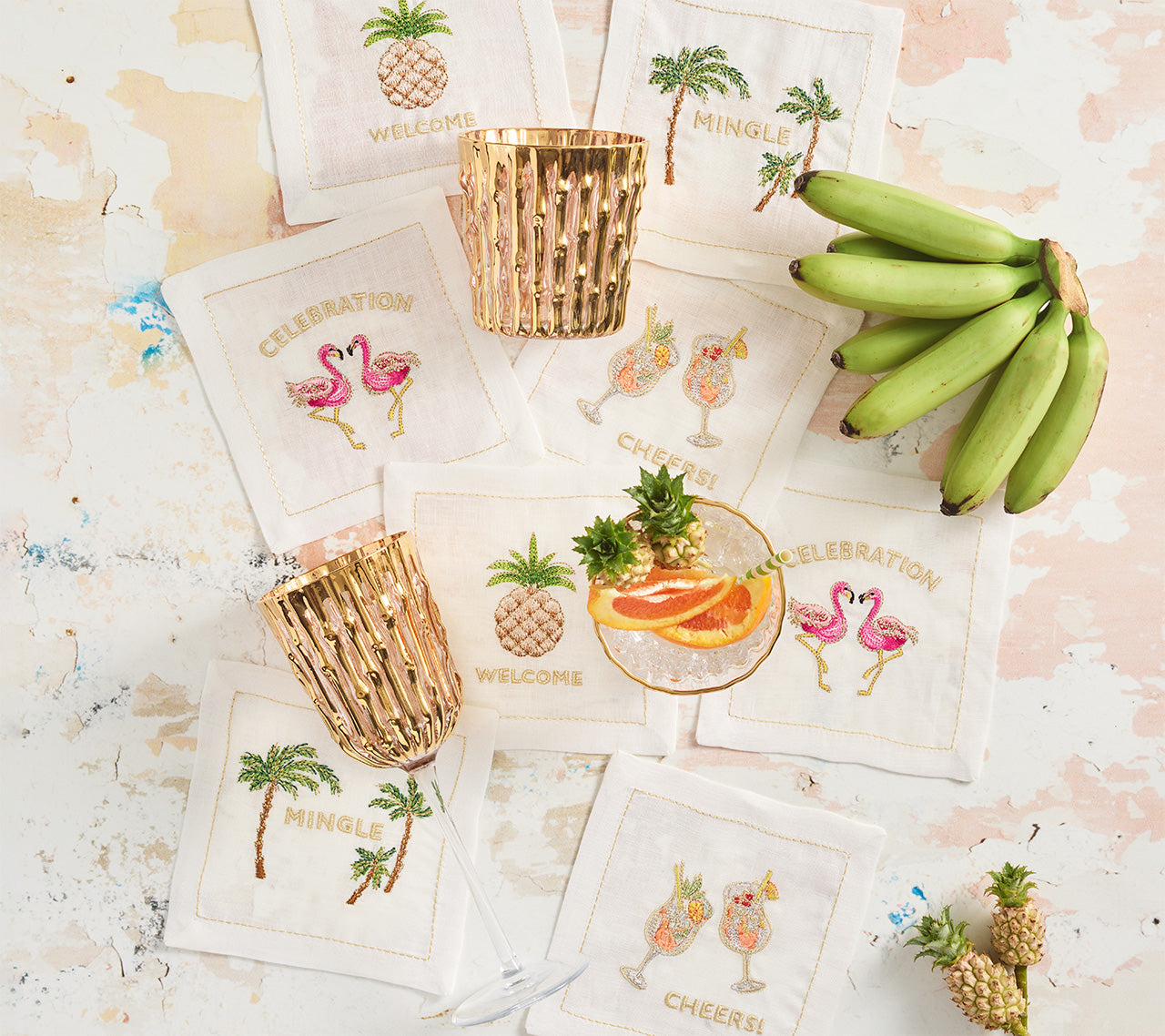 Mingle Cocktail Napkin in White & Multi by Kim Seybert