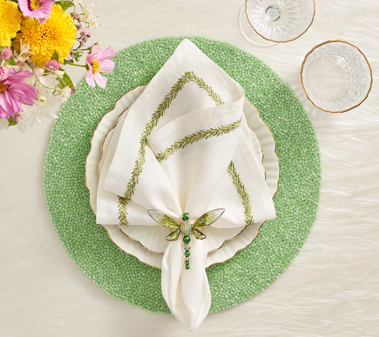 Perennial Placemat in Green by Kim Seybert