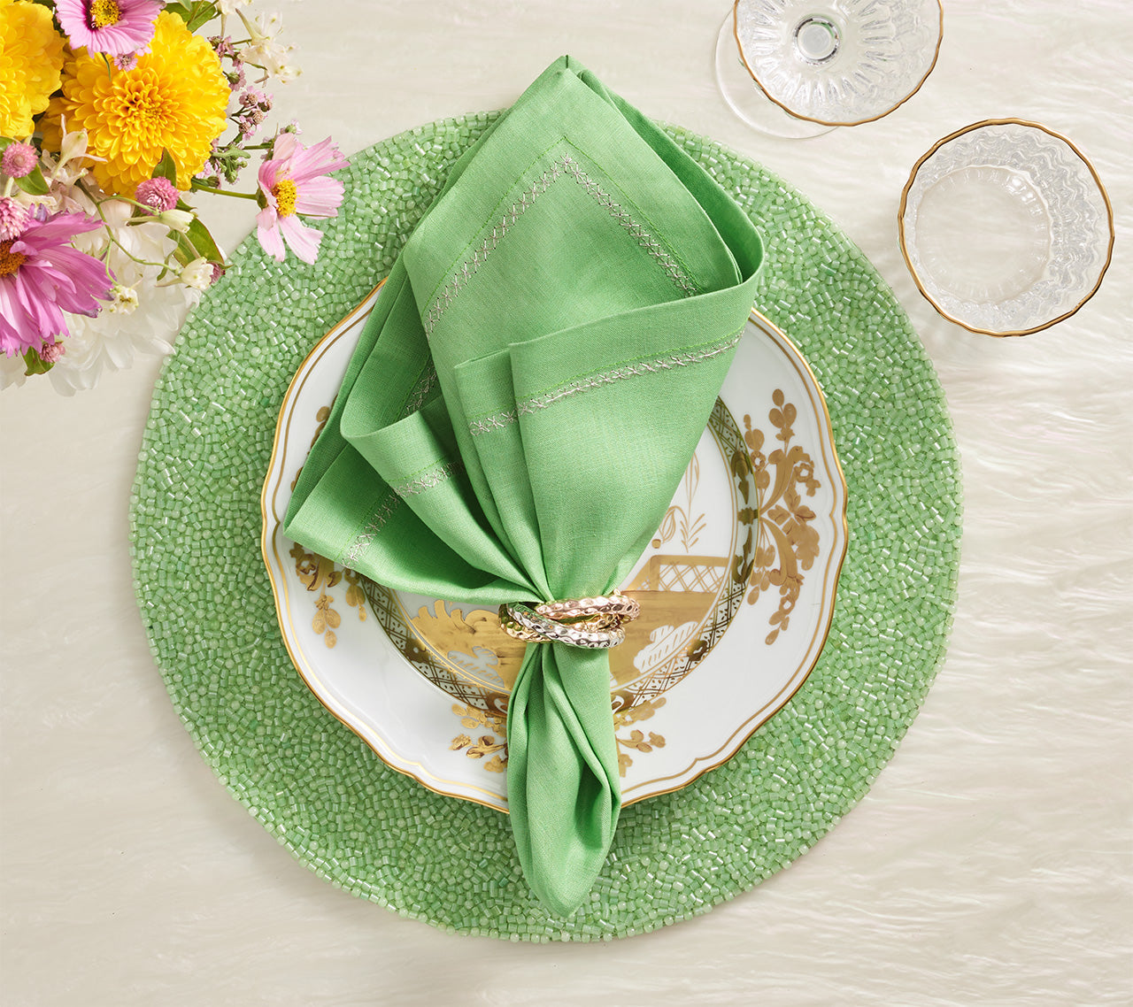 Perennial Placemat in Green by Kim Seybert