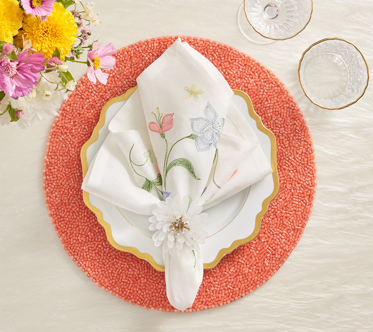 Perennial Placemat in Coral by Kim Seybert