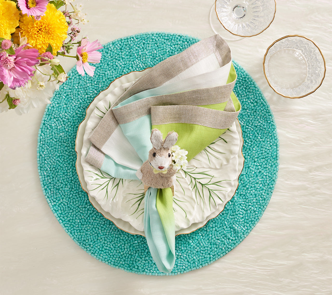 Perennial Placemat in Turquoise by Kim Seybert