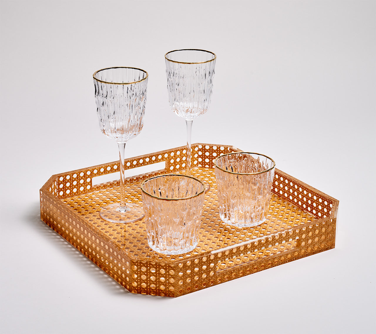 Bamboo Tumbler in Clear & Gold by Kim Seybert