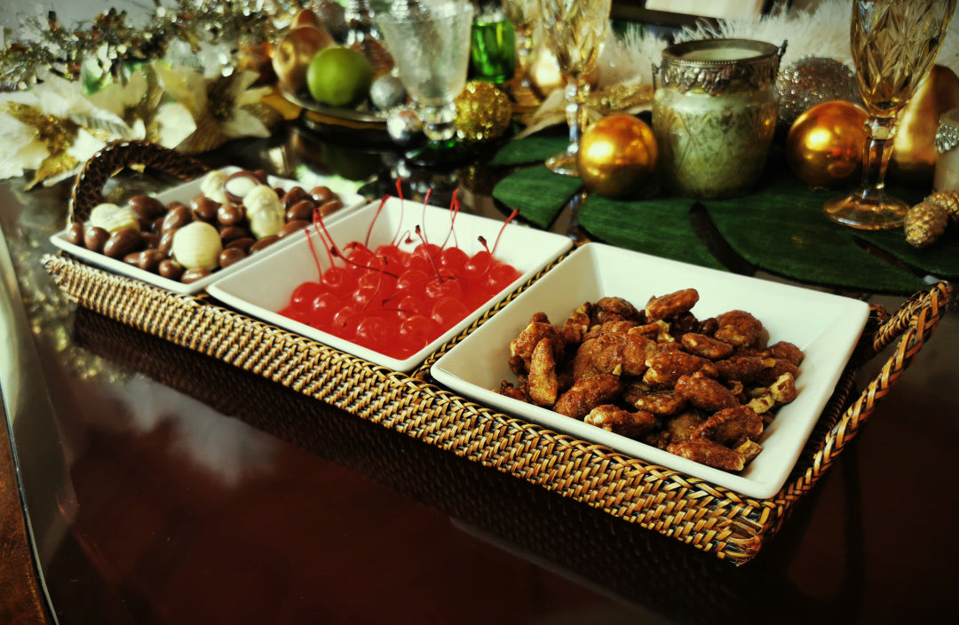 Crudite Section Condiment Server Tray with 3 Porcelain Dish by Calaisio