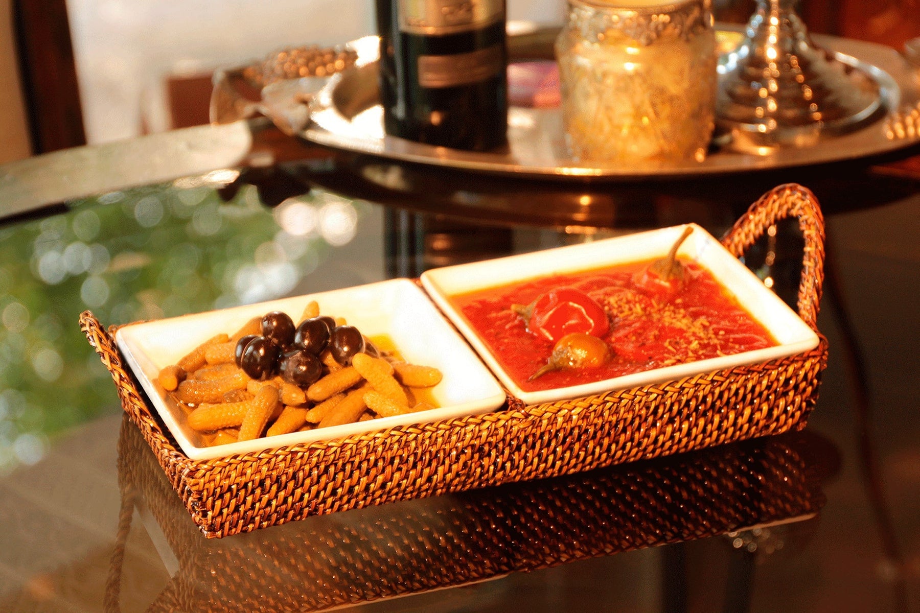 Crudite Section Server Tray with 2 Porcelain Dish by Calaisio