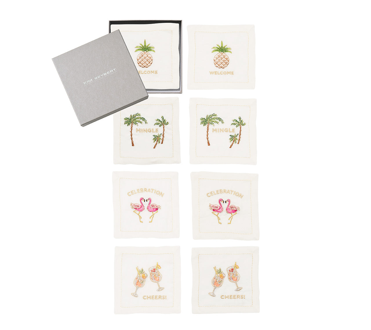 Mingle Cocktail Napkin in White & Multi by Kim Seybert