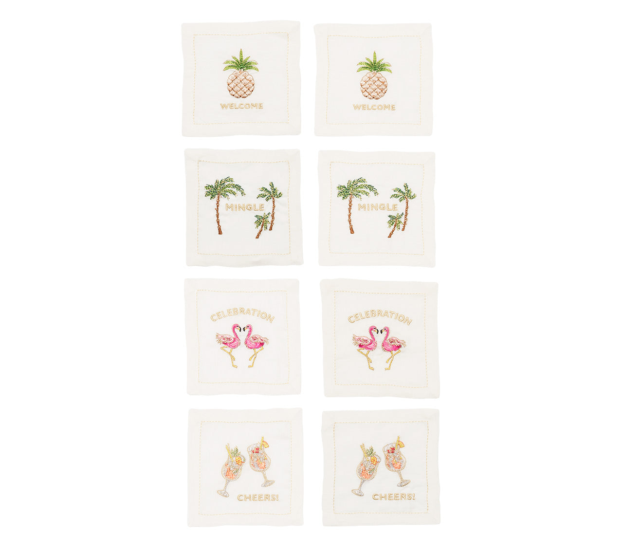 Mingle Cocktail Napkin in White & Multi by Kim Seybert