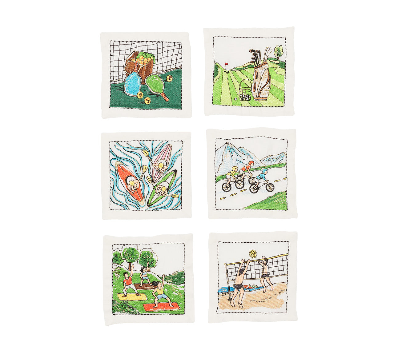 Venture Cocktail Napkins in White & Multi by Kim Seybert