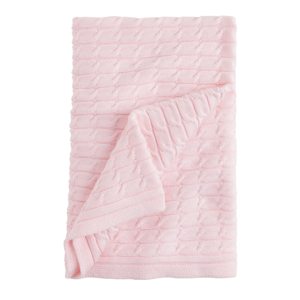 Cable Knit Blanket Light Pink