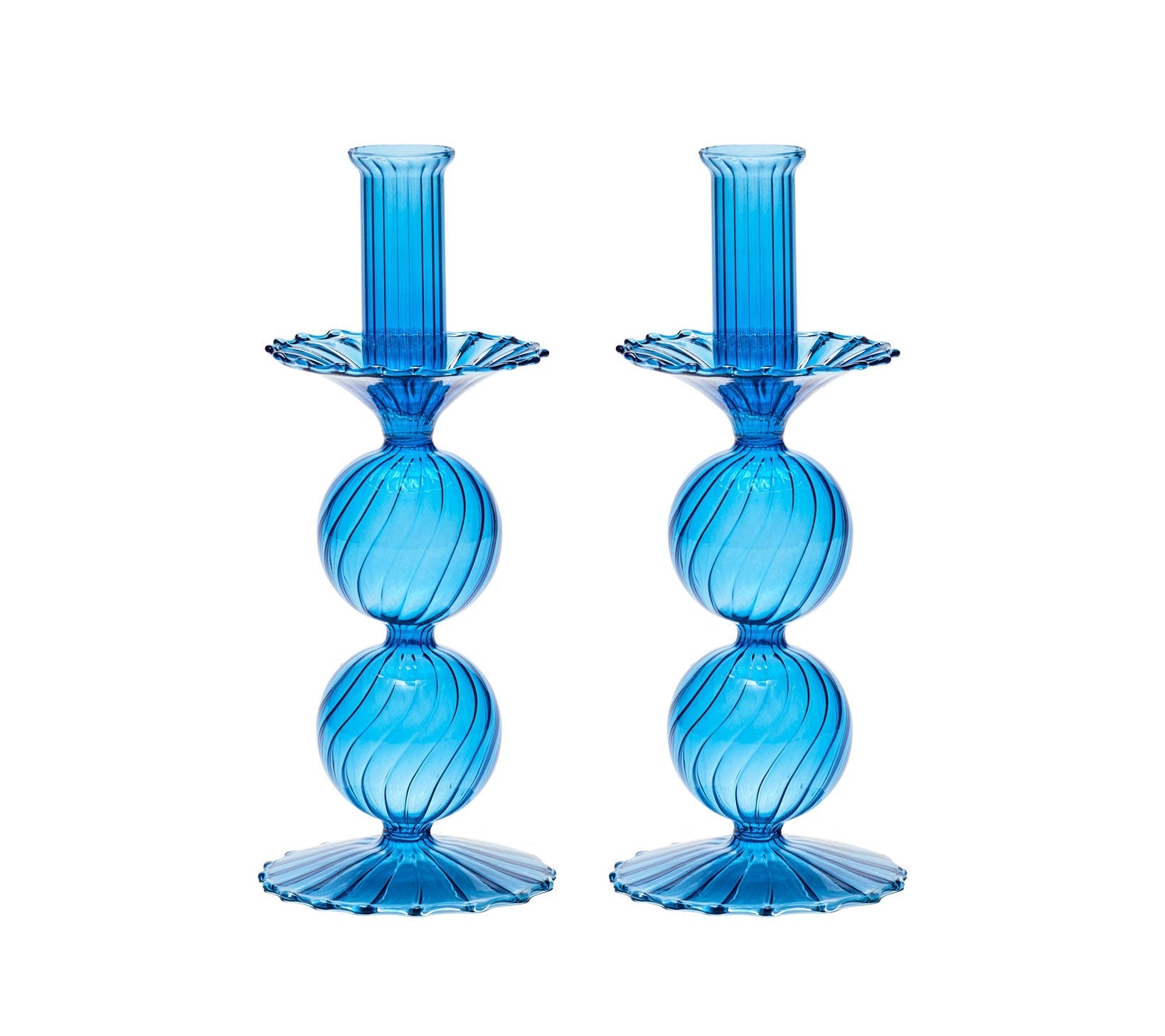 Bella Short Candle Holder in Blue by Kim Seybert