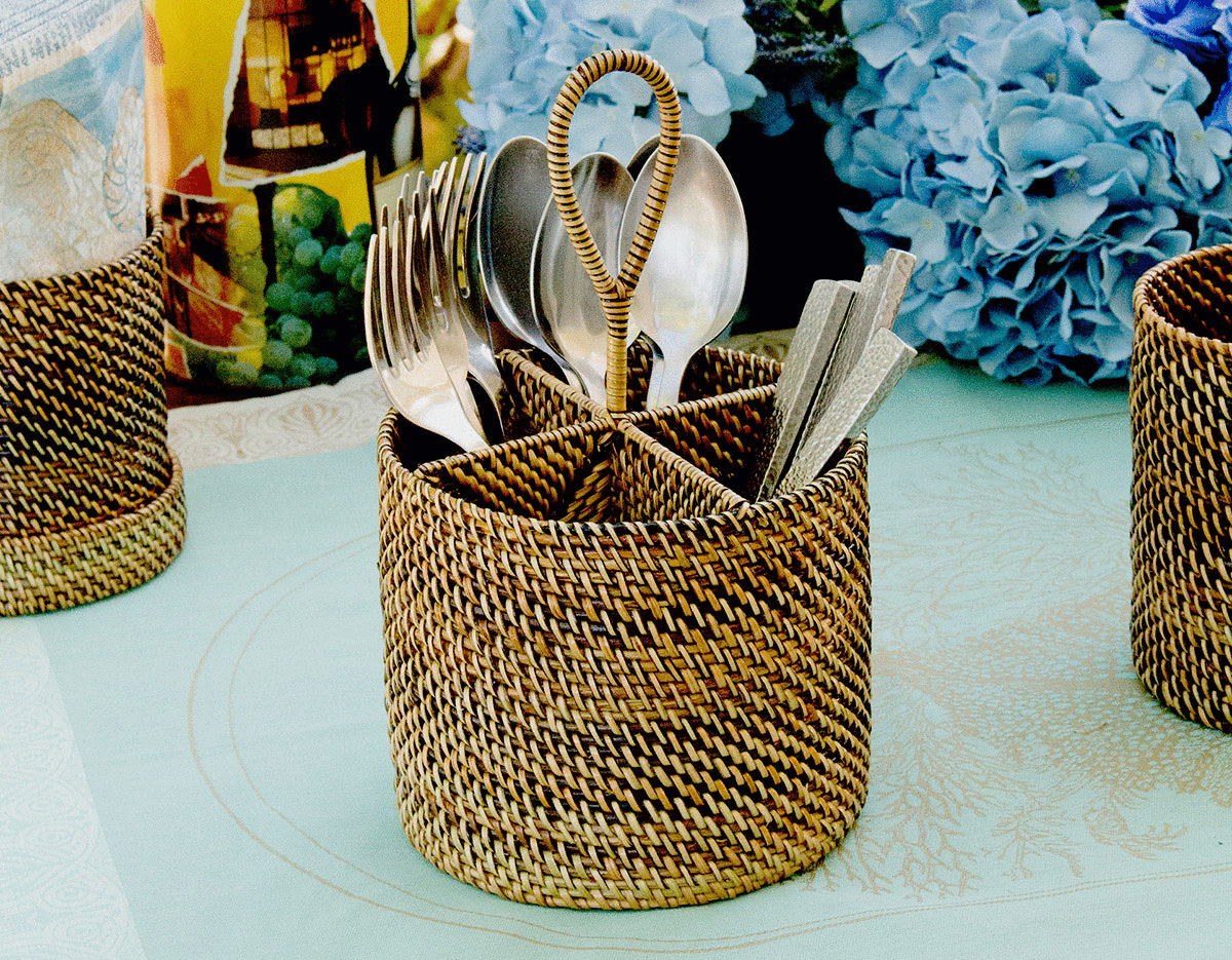 4 Section Woven Flatware Caddy by Calaisio