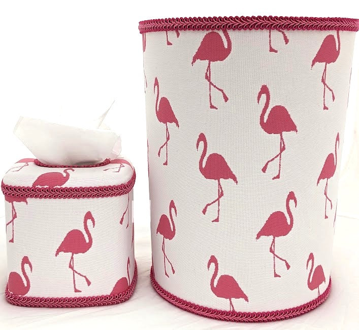 Flamingo on White Vanity Set by Jan Sevadjian
