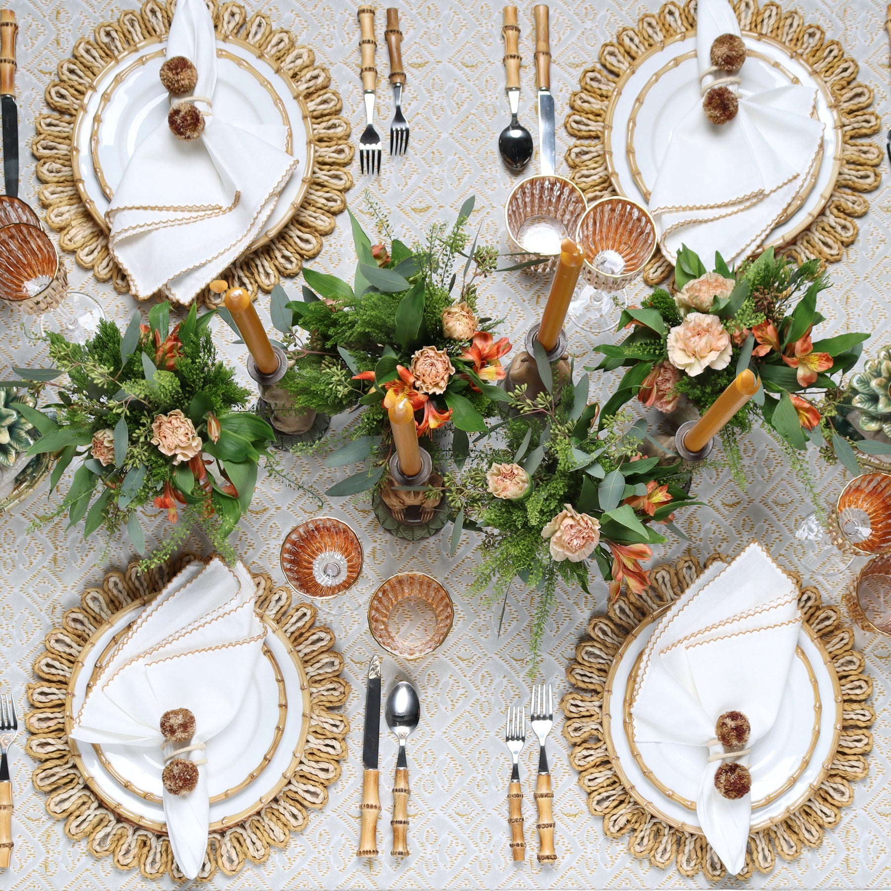 Alfresco Tablecloth in Natural & Gray by Kim Seybert