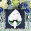 Majorelle Tablecloth in White, Blue & Green by Kim Seybert