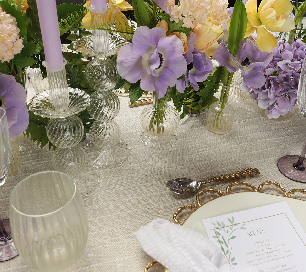 Bella Short Candle Holder in Clear by Kim Seybert