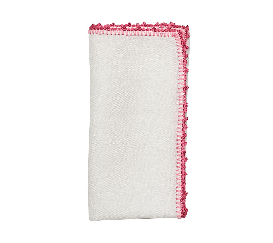 Knotted Edge Napkins in White, Pink & Blush by Kim Seybert