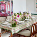 Mira Tablecloth in Green & Pink by Kim Seybert