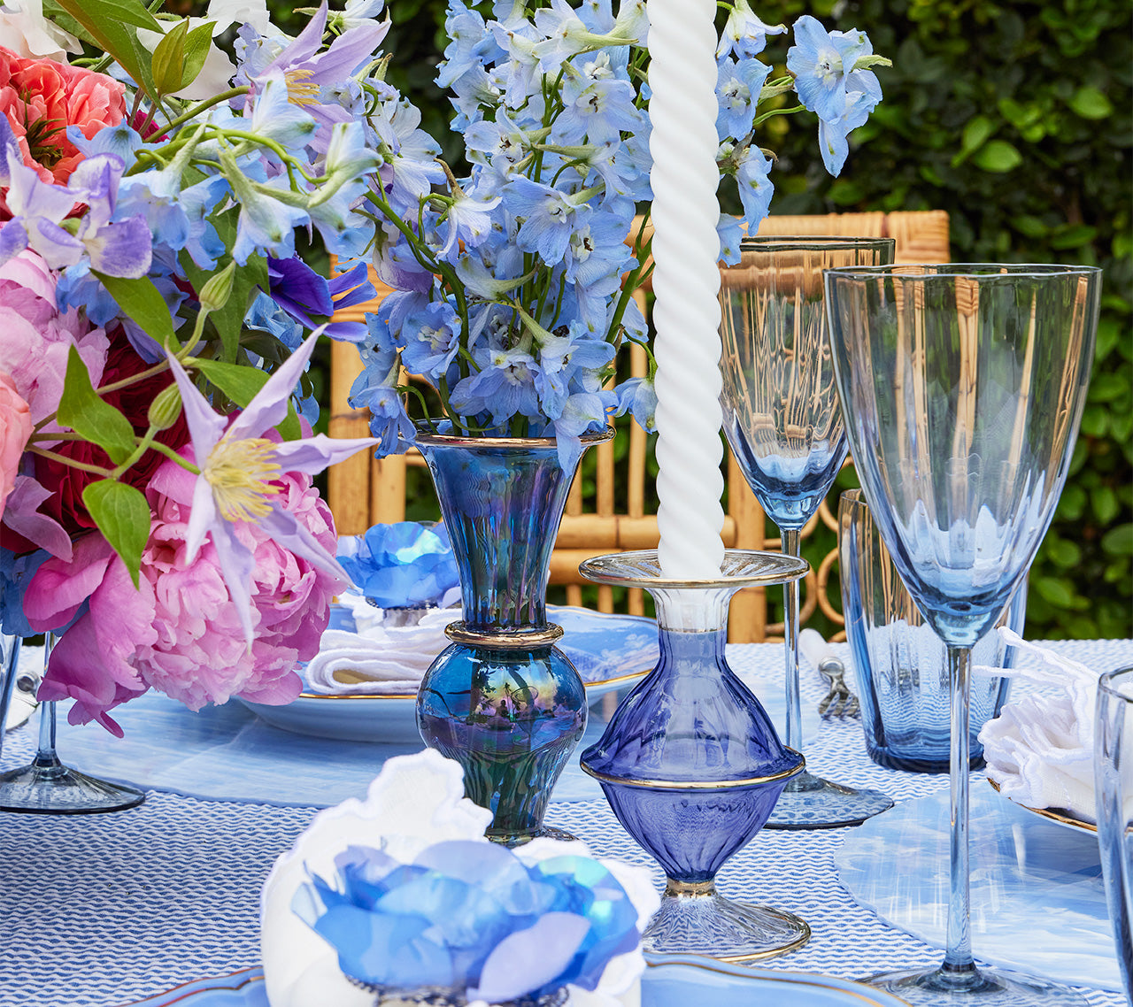 Trumpet Bud Vase in Blue by Kim Seybert