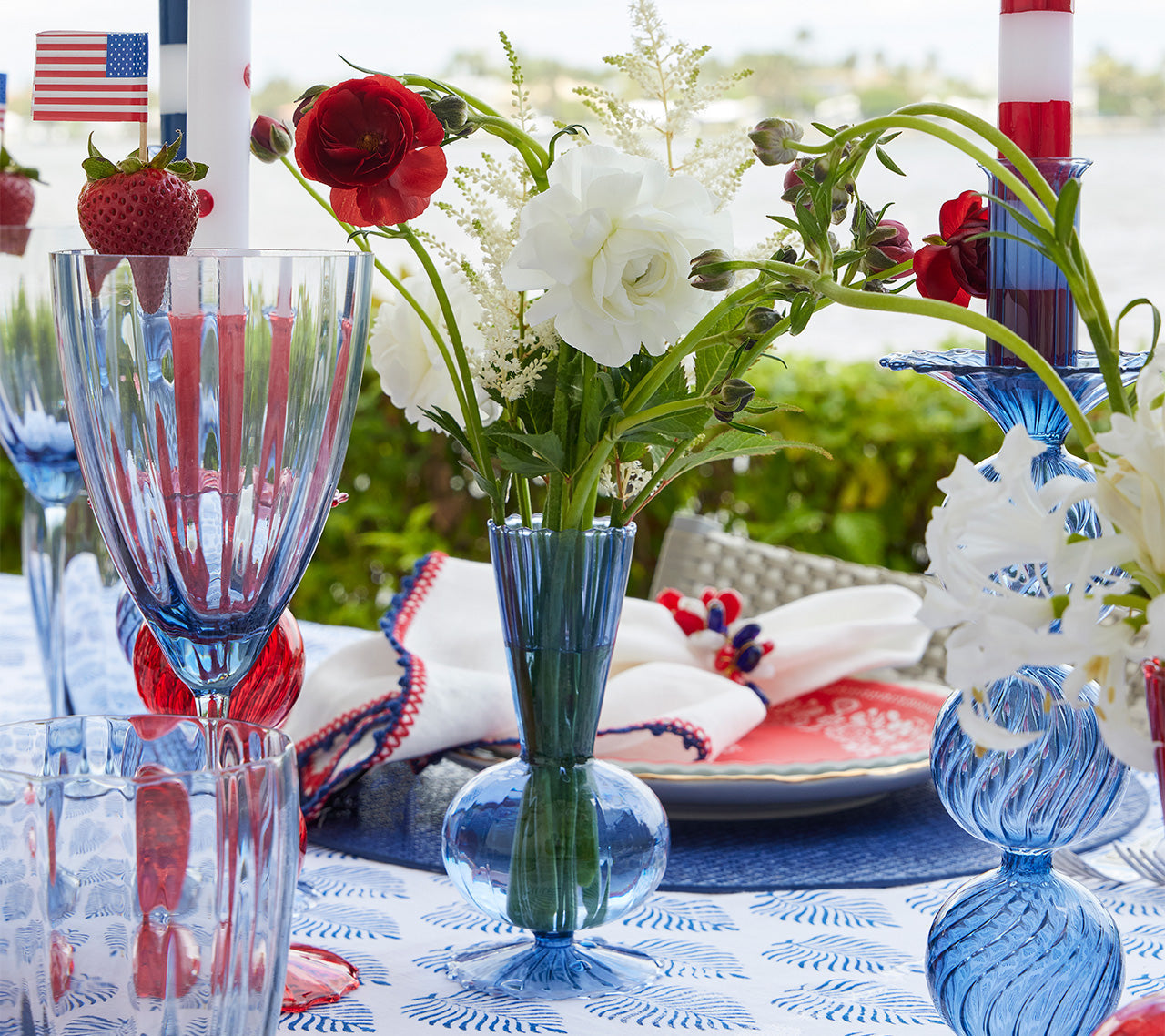 Bella Short Candle Holder in Blue by Kim Seybert