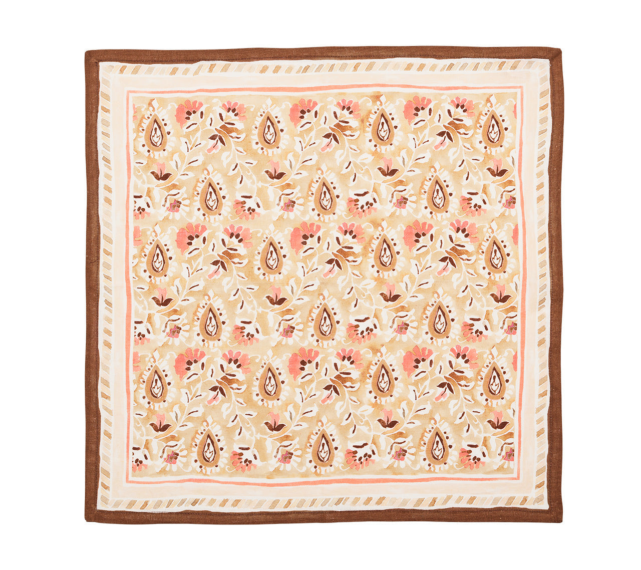 Mira Napkin in Brown & Coral by Kim Seybert